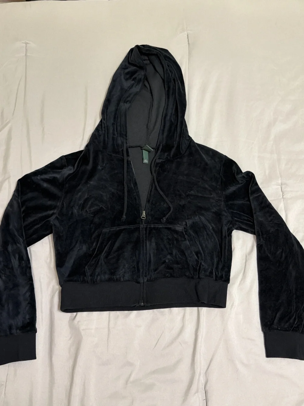 wild fable Black Velvet Cropped Hoodie - Picture 2 of 3